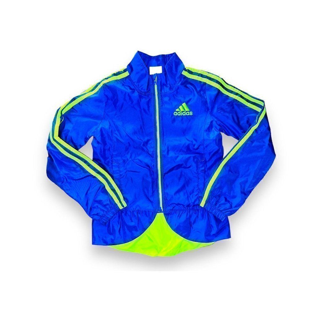 N13โAdidas Jacket Girls Size 6 6X Purple GreenโRuffle
